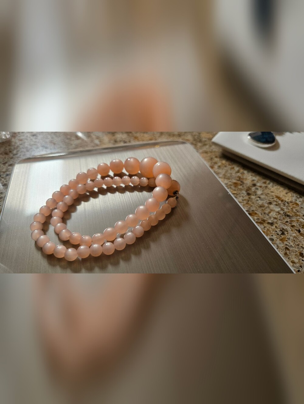 Vintage Pink Moon Glow Beads  Necklace Hard To Find Very Cute - Picture 13 of 13
